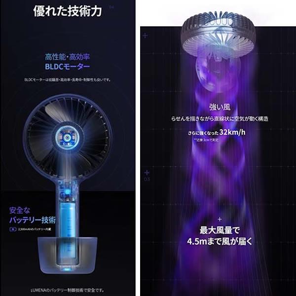 コードレスファン　2個セット LUMENA ルーメナー エア・サーキュレーター機能付き コードレス扇風機