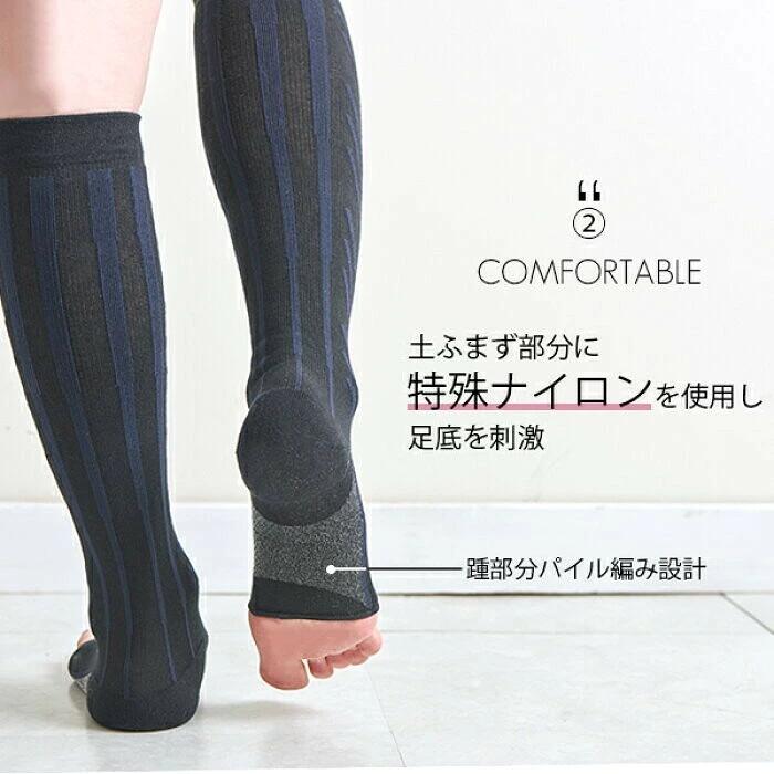 MEDILAX 着圧ソックス つま先なしタイプブラックロング 男女兼用 段階