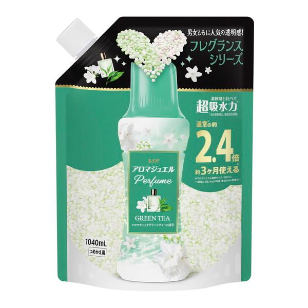 (送料無料・まとめ買い×4個セット)P\u0026G レノア アロマジュエル グリーンティーの香り つめかえ用 特大サイズ 1040ml 洗濯 香りづけ ビーズの画像