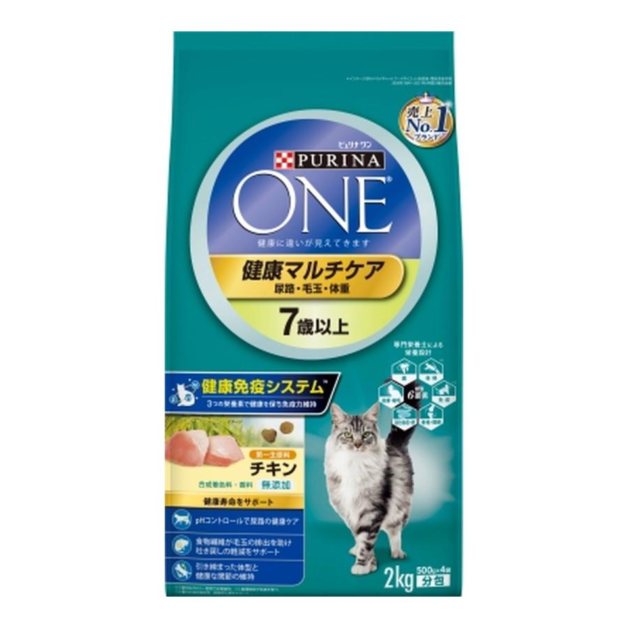 (送料無料・まとめ買い×6個セット)ネスレ ピュリナ ワン キャット 健康マルチケア 7歳以上 チキン 2kg