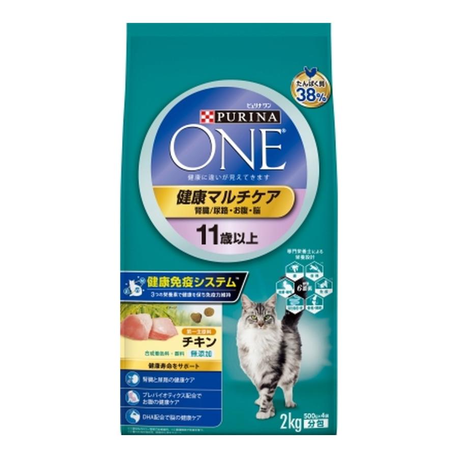 (送料無料・まとめ買い×6個セット)ネスレ ピュリナ ワン キャット 健康マルチケア 11歳以上 チキン 2kg