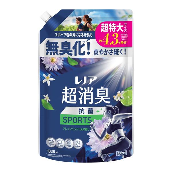(送料無料・まとめ買い×6個セット)レノア 超消臭 SPORTS フレッシュシトラスの香り つめかえ用 超特大サイズ 1335mL P\u0026G 柔軟剤の画像