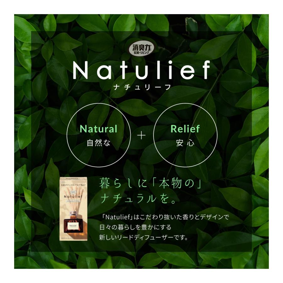 【送料無料・まとめ買い×8個セット】消臭力 Natulief 玄関・リビング用 リードディフューザー つめかえ用 レモングラス&バーベナ 80ml｜kenkoo-life｜04