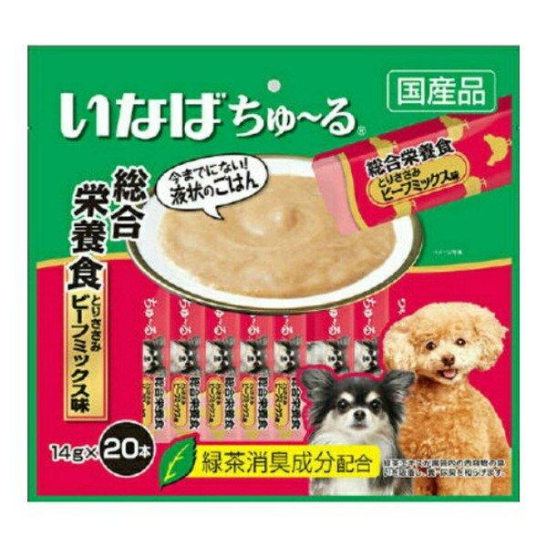 (送料無料・まとめ買い×8個セット)いなば ちゅ~る 総合栄養食 とりささみ ビーフミックス味 14g×20本の画像