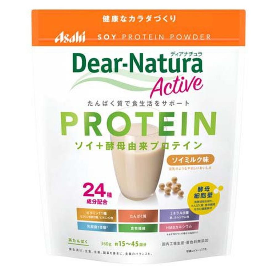 (送料無料・まとめ買い×10個セット)アサヒグループ食品 ディアナチュラ アクティブ ソイプロテイン ソイミルク味 360gの画像