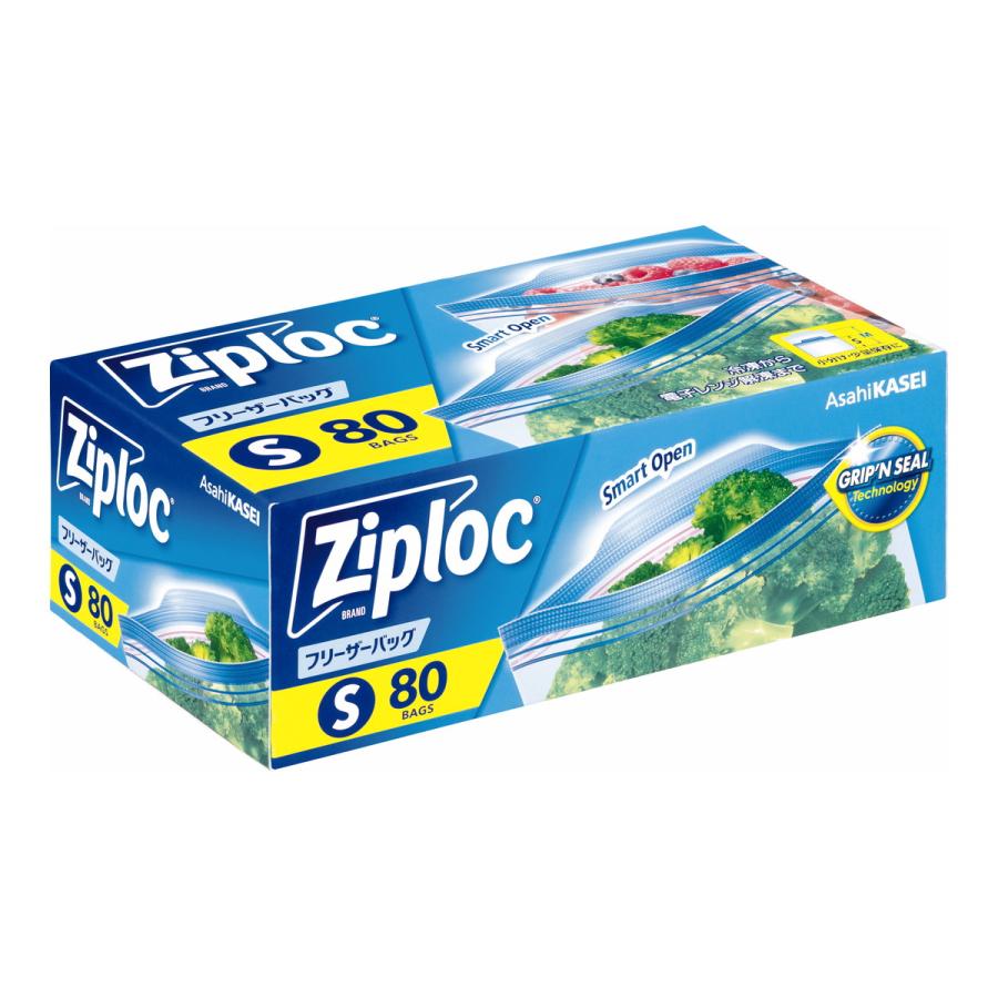 (送料無料・まとめ買い×12個セット)旭化成 Ziploc ジップロック フリーザーバッグ S 80枚入の画像