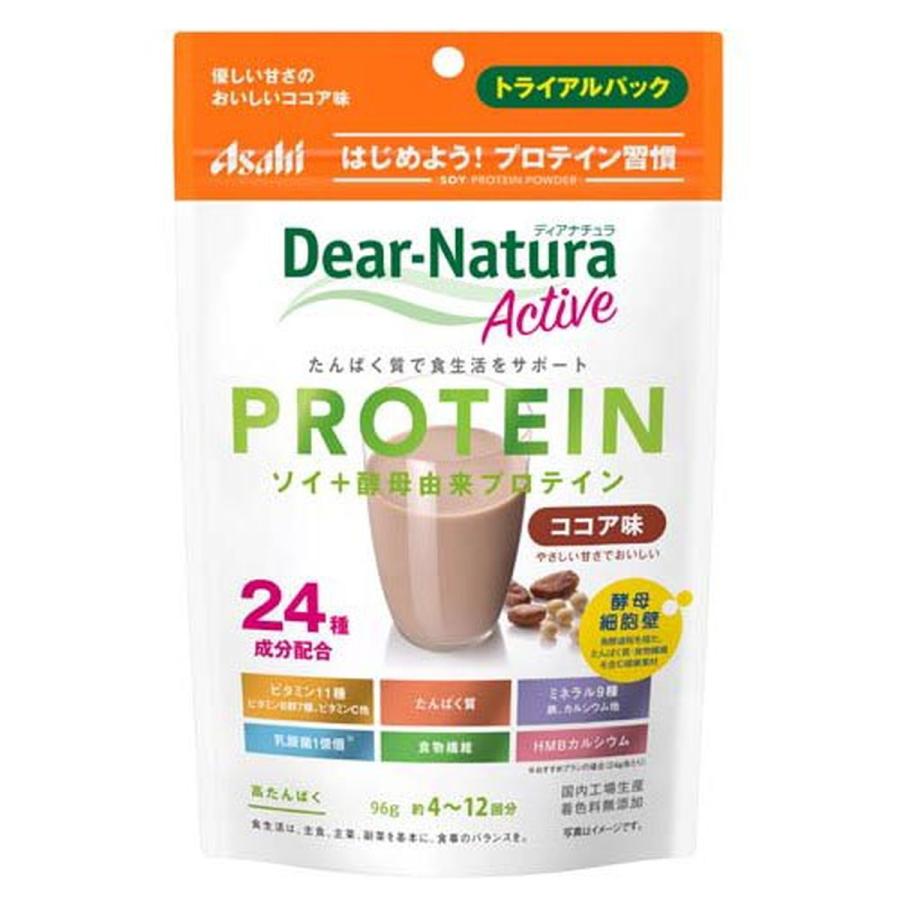 (送料無料・まとめ買い×12個セット)アサヒグループ食品 ディアナチュラ アクティブ ソイプロテイン ココア味 トライアルパック 96gの画像