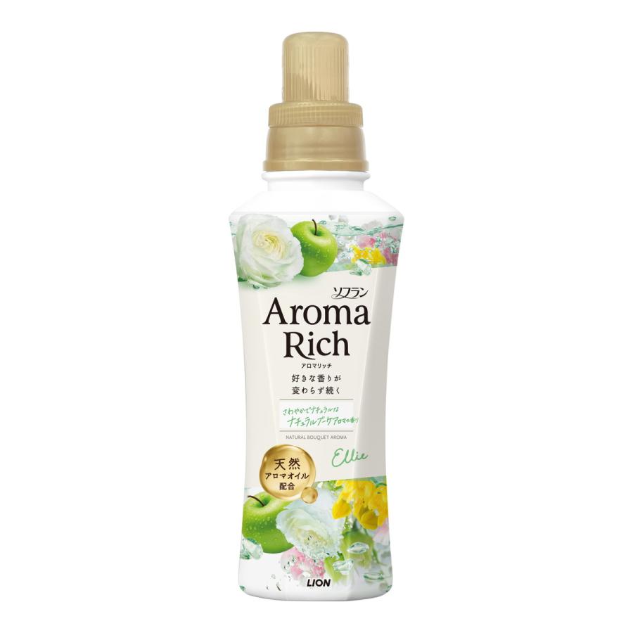 (送料無料・まとめ買い×16個セット)ライオン LION ソフラン アロマリッチ エリー ナチュラルブーケアロマの香り 本体 480mLの画像