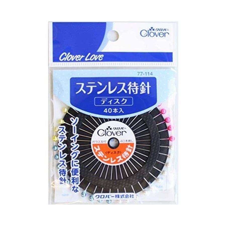 (送料無料・まとめ買い×20個セット)クロバー ラブ CL 77-114 ステンレス 待針 ディスク 40本入