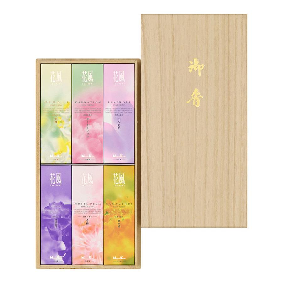 (送料無料・まとめ買い×20個セット)日本香堂 花風 桐箱 六種入 線香_1