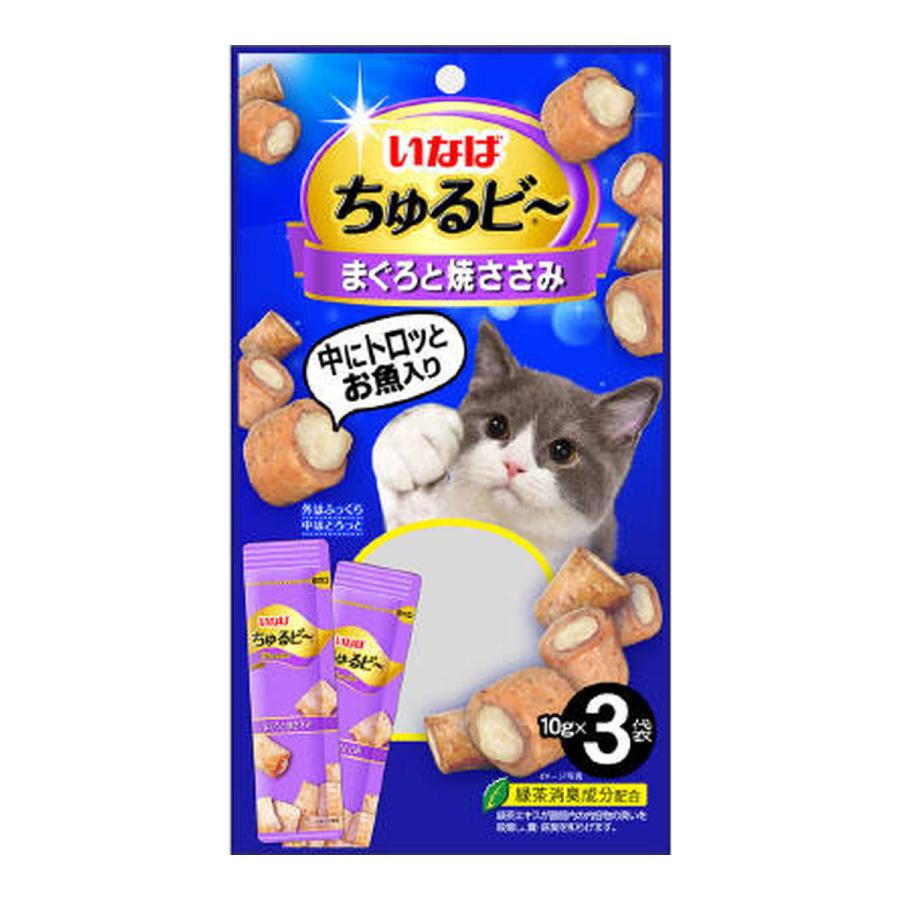 (送料無料・まとめ買い×48個セット)いなば ちゅるビー まぐろと焼ささみ 10g×3袋入 キャットフード_1