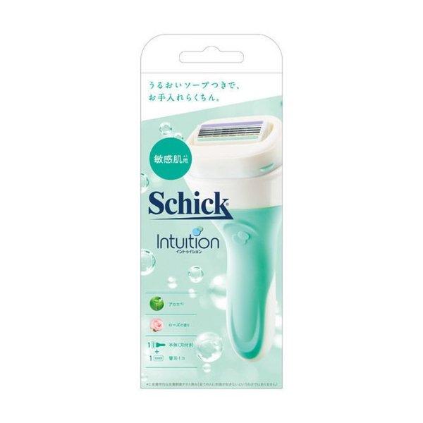 (送料無料・まとめ買い×60個セット)Schick イントゥイション 敏感肌用 ホルダーに装着済み刃+替刃1コ 女性用カミソリ_1