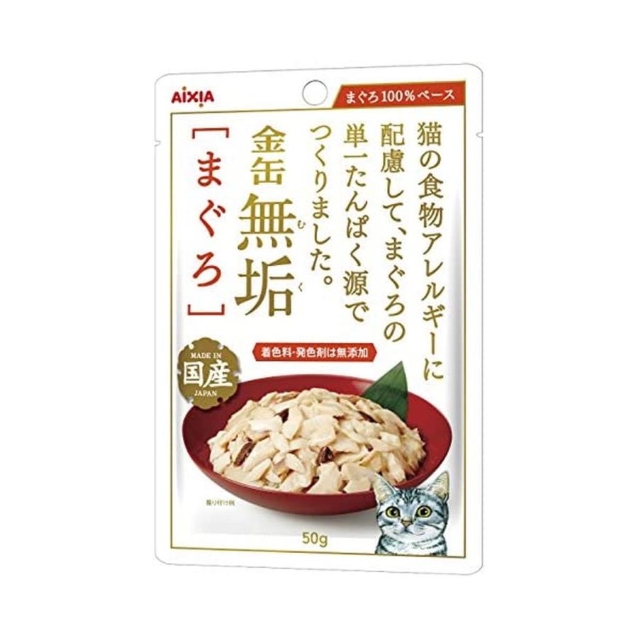 (送料無料・まとめ買い×96個セット)アイシア 金缶 無垢 まぐろ 50g キャットフード まぐろの単一たんぱく源仕立て_1