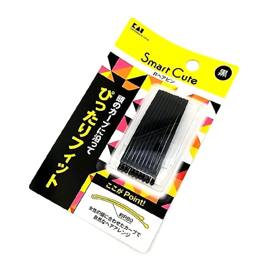 (送料無料・まとめ買い×360個セット)貝印 スマートキュート Rヘアピン 黒 10本入 HC3332の画像