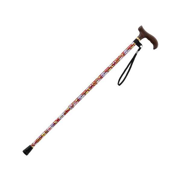 (送料無料・まとめ買い×6個セット)介援隊 スマイルステッキ伸縮タイプ 細身 CX-07028 赤花柄_1