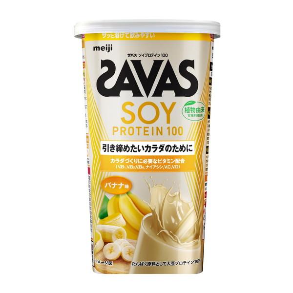(送料無料・まとめ買い×6個セット)明治 ザバス SAVAS ソイプロテイン100 バナナ味 196gの画像