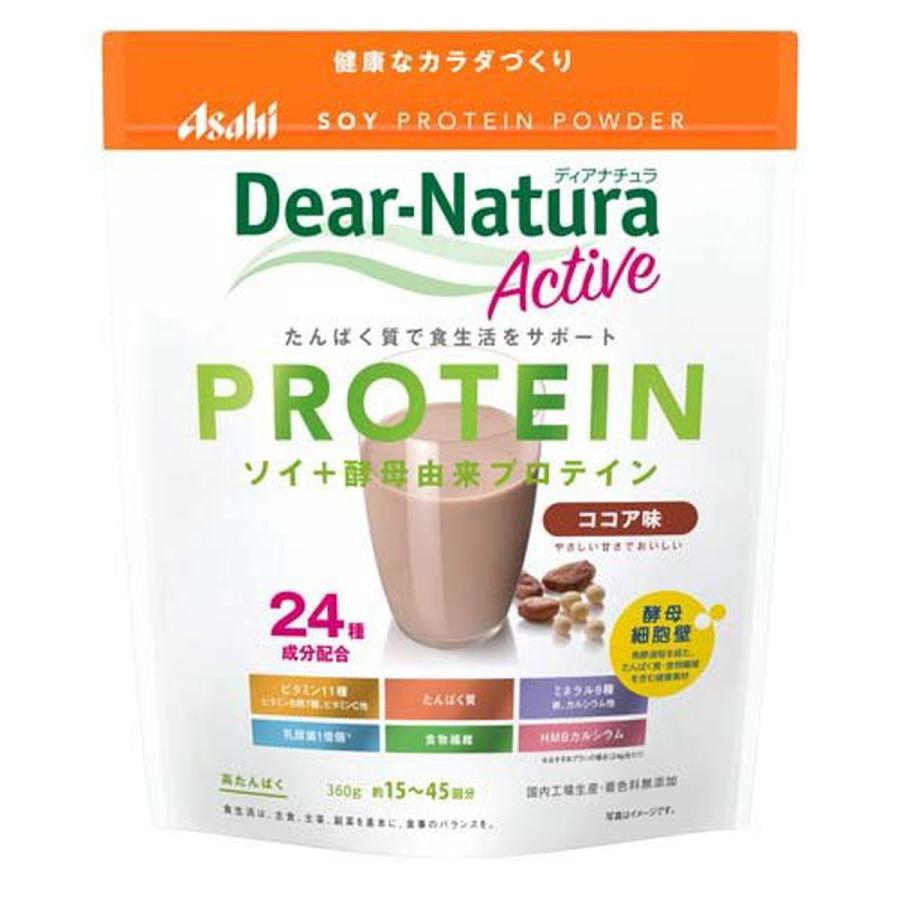 (送料無料・まとめ買い×8個セット)アサヒグループ食品 ディアナチュラ アクティブ ソイプロテイン ココア味 360gの画像