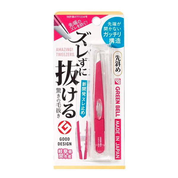 (送料無料・まとめ買い×8個セット)グリーンベル ズレズに抜ける驚きの 毛抜き 先斜め GT-231 ローズ 毛ぬき_1