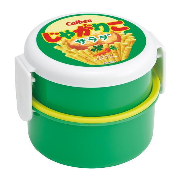 (送料無料・まとめ買い×8個セット)スケーター お弁当箱 2段 ランチボックス 丸型 500mL ミニフォーク付 ONWR1 じゃがりこサラダの画像