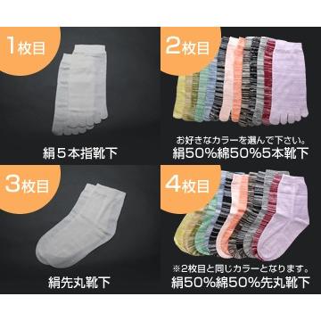 JN正活絹 冷えとり靴下4枚セット 2・4枚目絹50%綿50% Mサイズ : 健康