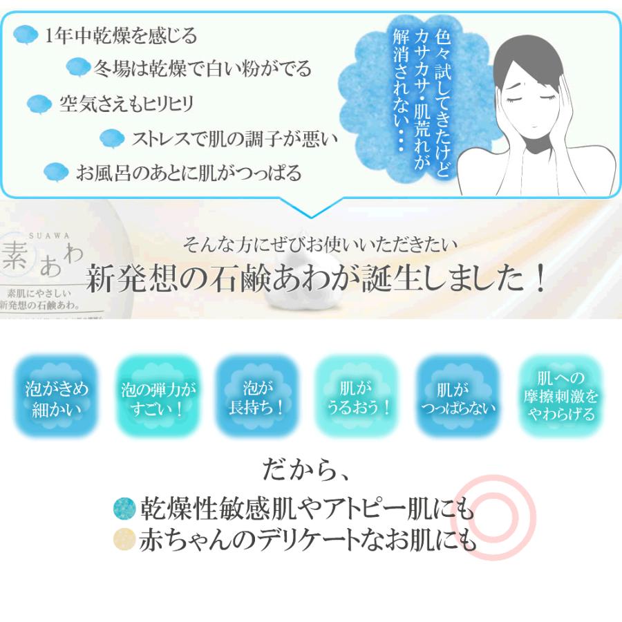 素あわ ボディウォッシュ詰替え800ml(2回分)２袋セット 乾燥肌 敏感肌 アトピー 無添加 ボディソープ 石鹸 薬用 医薬部外品 子供　｜kenkou-senka｜02