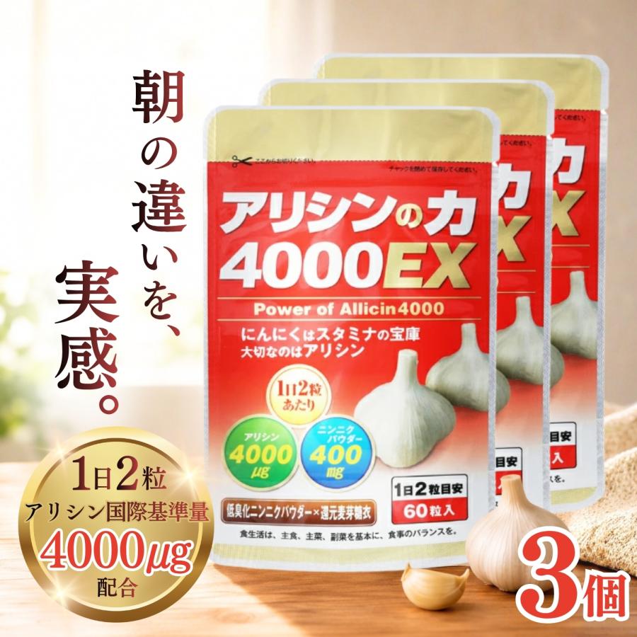 アリシンサプリ にんにくサプリ アリシンの力4000EX 【60粒入×3個