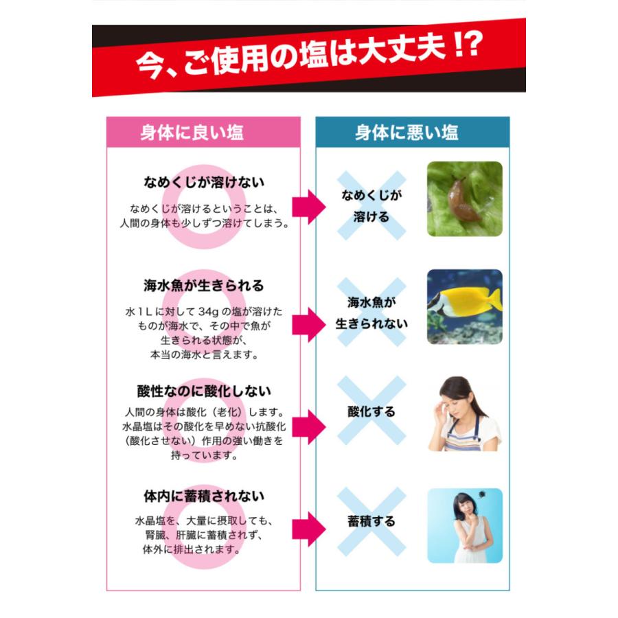 水晶塩 1kg 【 ミネラル豊富 ケイ素 たっぷり クリスタルソルト 天日干し 天然塩 完全熟成 熟成塩 海塩 抗酸化 酵素 無添加 天日塩】｜kenkoucreer｜04