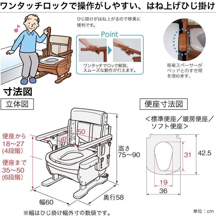 アロン化成 【安寿】家具調 ポータブルトイレ ワイドサイズ 送料込 ポータブルトイレ