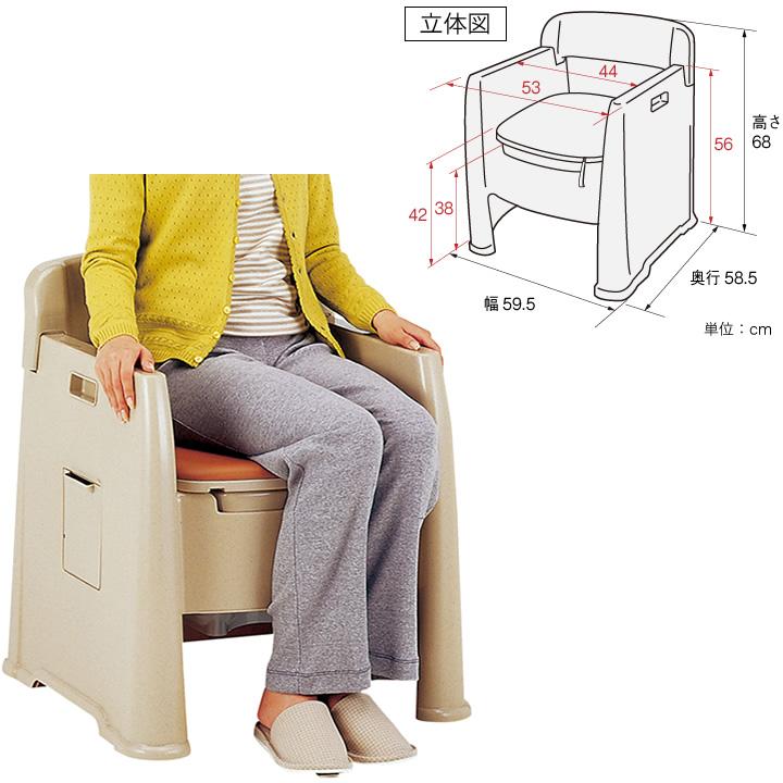 【美品】アロン化成 背付ポータブルトイレ AD 安寿 介護 トイレ 大理石調 背付ポータブルトイレ 楽立AD ｜ 【安寿】の介護用品