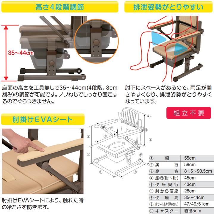 ウチヱ ポータブルトイレ あらえ〜るIII ウチエ 8090 洗える 丸洗い