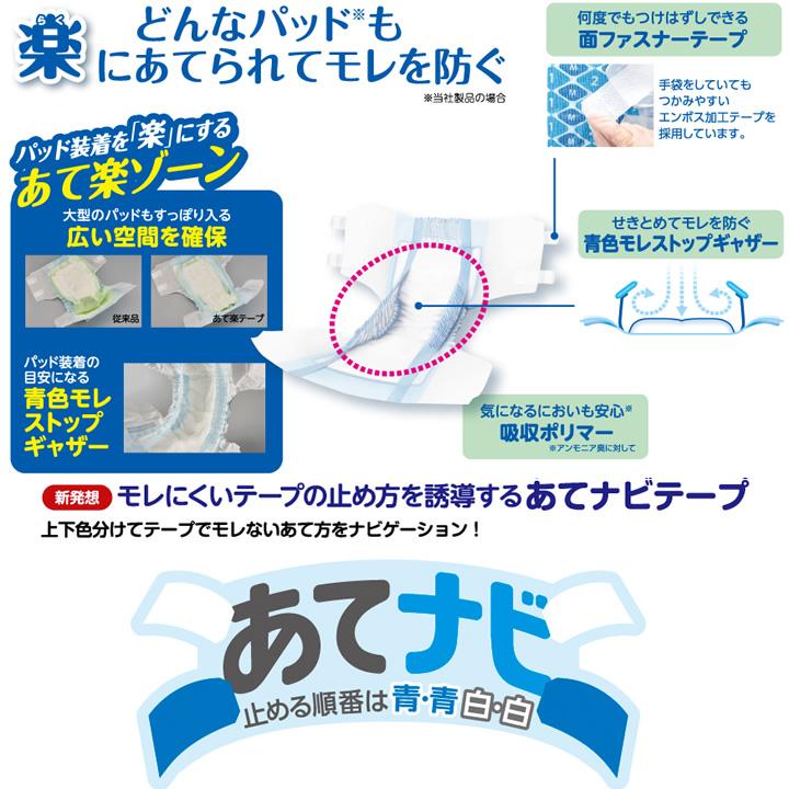白十字 紙おむつ 応援介護 テープ止め あて楽 大容量パック 病院・施設
