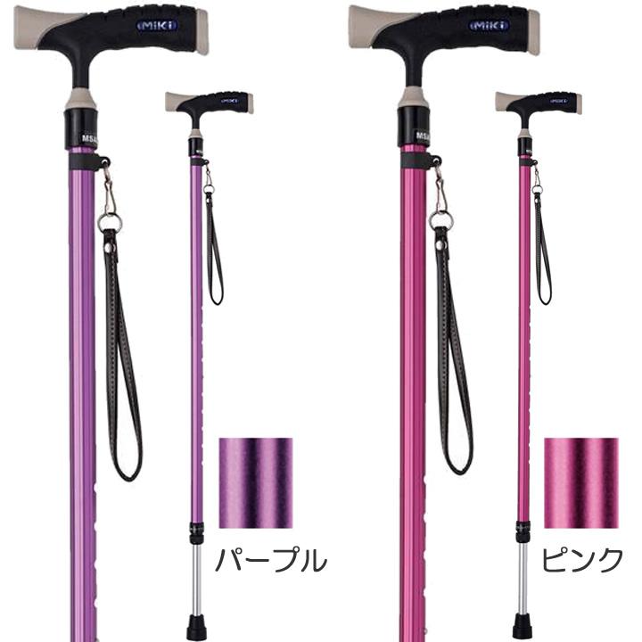 ミキ 杖 ステッキ ソフトグリップ 伸縮アルミ杖 スリム タイプ MRA