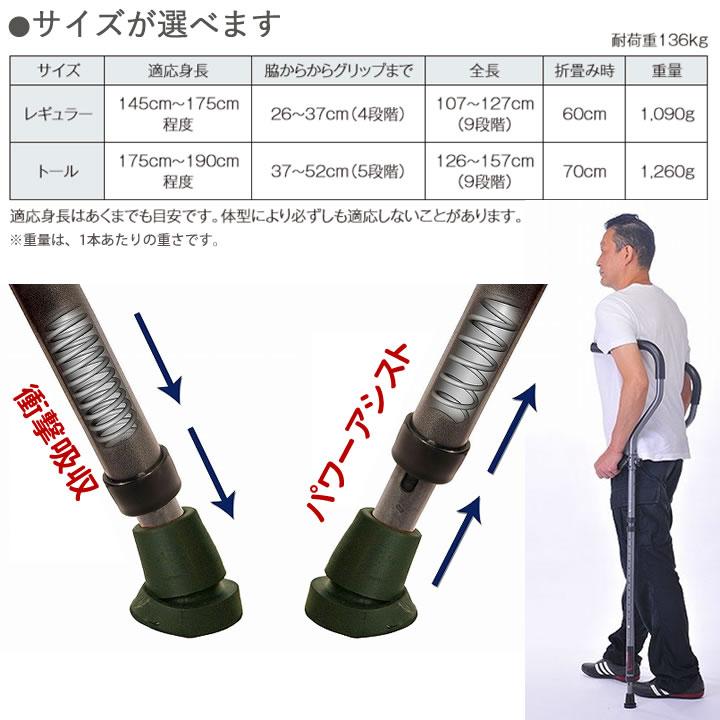 杖 ステッキ 折りたたみ松葉杖 ミレニアル・プロ 2本組 プロト・ワン