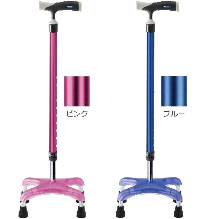 ミキ　ソフトグリップ　四点杖　パープル ミキ 杖 ステッキ ソフトグリップ 四点杖 アルミタイプ MRA-06601 MRA
