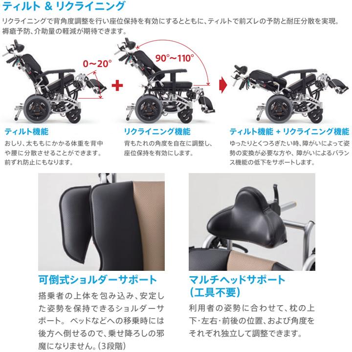 【miki様限定】③チェア 車椅子 介助式 MiKi ミキ TRC-3DX ティルト&リクライニング 駐車