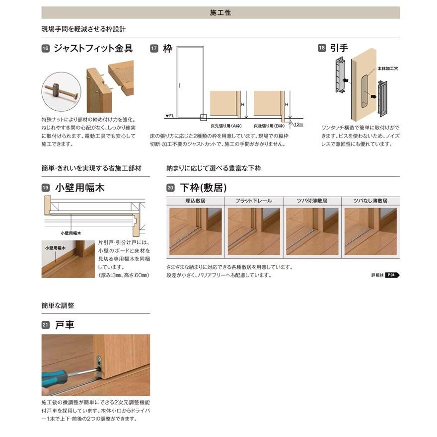 LIXIL ラシッサS 引違い2枚戸 LAA 1620・1820 Vレール仕様 室内引戸 トステム 室内建具 建具 室内建材 引き戸 扉 リフォーム DIY｜kenkurushop｜08