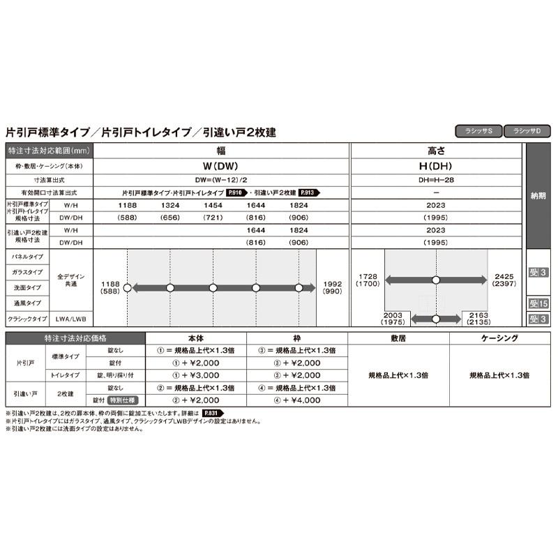 ラシッサ 特注サイズ ラシッサS 片引き標準 LGA (w1188-1992mm ラシッサ 特注サイズ ラシッサS 片引き標準 LGA (w1188-1992mm