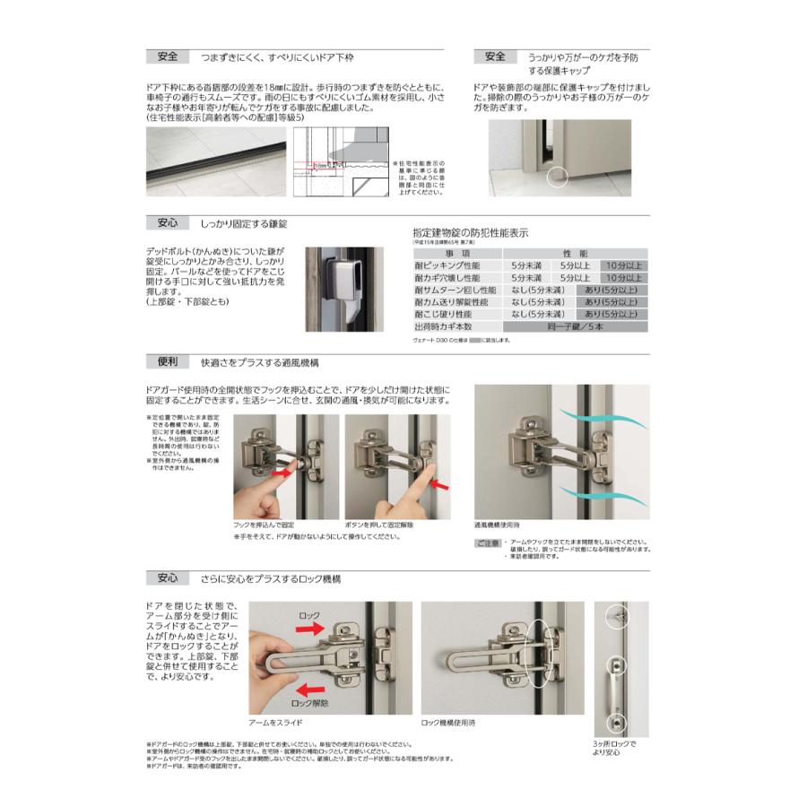 玄関ドア VenatoD30 片開き N05型 D2/D4仕様 W922×H2330mm YKKap ヴェナート おしゃれ 扉 リフォーム DIY｜kenkurushop｜08