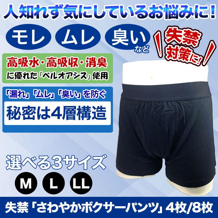 快適生活 失禁「さわやかボクサーパンツ」 12枚 尿漏れ対策 漏れない 下着 メンズ M L LL 汗 尻汗 残尿 ズボンへのシミ防止 エチケット 爆買