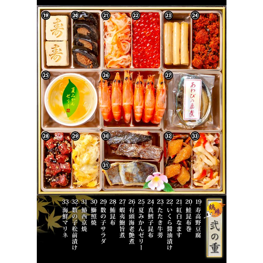 おせち 2024年 冷凍 快適生活 京都祇園「閼伽井」監修 豪華三段重「和洋ファミリーおせち」 鶴珠 紅 白 約 沖縄 閼伽井 鶴珠 商品説明 約6 風呂敷 蒲鉾 柏餅 オリーブ 花こんにゃく 北海道