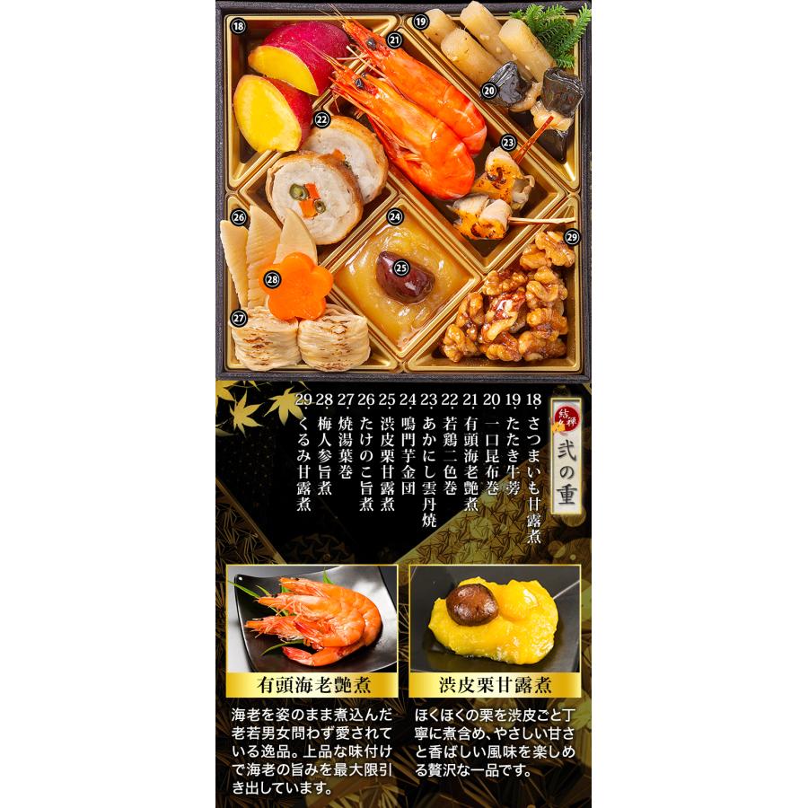 2F-321 中古 重箱　三段重　おせち料理  内径17×17㎝　深さ5.5㎝ おせち 2027年 冷凍 快適生活 東京「神楽坂 夢二」監修・豪華三段重