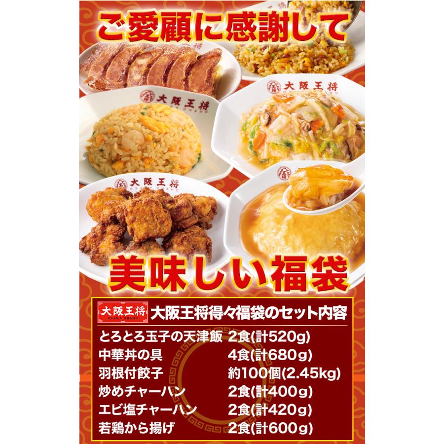 快適生活 大阪王将 餃子 チャーハン 炒飯 エビ塩 海老塩 中華丼 から揚げ 天津飯 レトルト グルメ 「大阪王将得々福袋」 爆買_2
