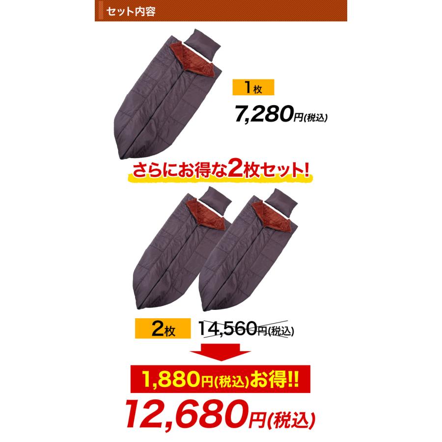 快適生活 掛け布団にもなる「あったか岩盤浴寝袋」 2枚 キャンプ