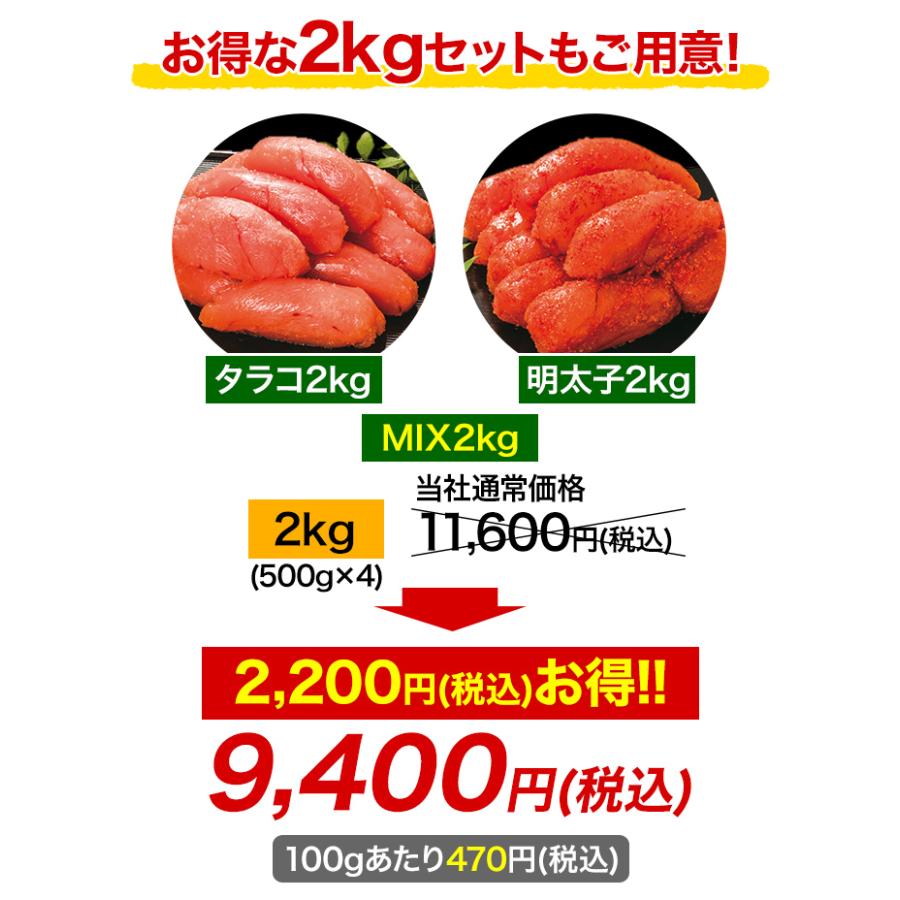 タラコ 明太子 プレゼント 快適生活 塩分控えめ「厳選上切れ」 2kg