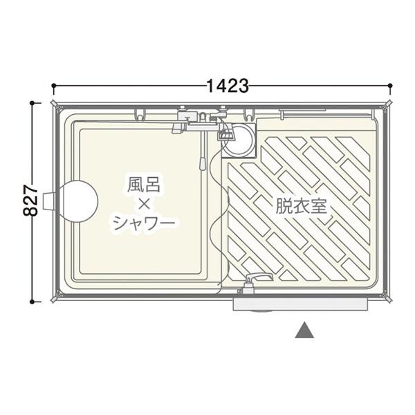 仮設屋外風呂シャワーユニット　ルアール　浴槽付　仮設シャワーユニット　ハネマツ　簡易シャワー　[FS-LU20RB]　正面扉　屋外シャワー