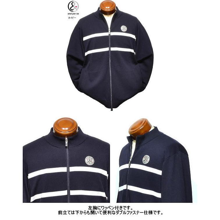 アンパスィ 前開きセーター M/L/LL メンズ AMF2915A3 手洗い可 防風裏地付き 吸湿発熱  アンパシー アンパシィ カーディガン ニットブルゾン セーター_4