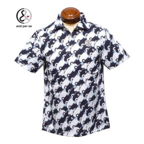 アンパスィ and per se AMS9654X7 メンズ 半袖 ポロシャツ ストレッチ性 吸汗速乾 UVカット ゴルフウェア スポーツウェア 春夏 and per se（アンパスィ） 半袖ポロシャツ メンズ AMS9654X7 ドライ UV