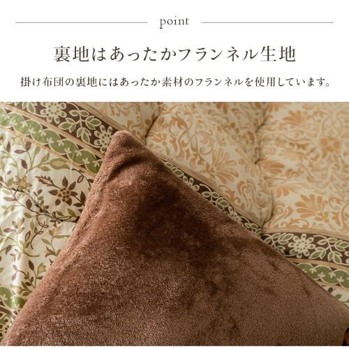 爆買  こたつ布団 単品 ふっくら 日本製 エレガンス調 グリーン 正方形 約205×205cm レイエル  【北海道・沖縄・離島 送料別】の画像