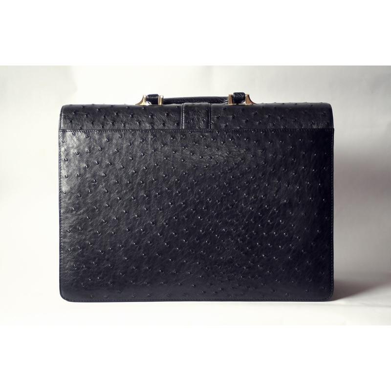 UNISEX S/M 高級オーストリッチビジネスバック/メンズ・ブラック - バッグ