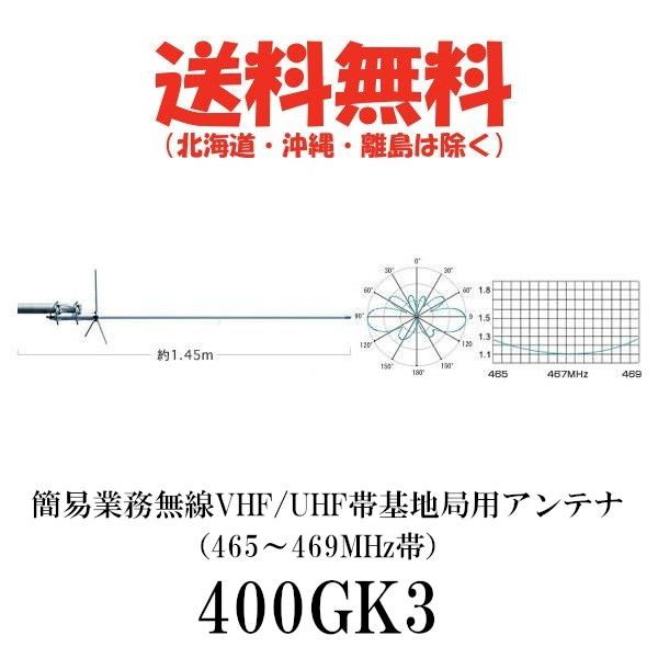 400GK3 簡易業務無線VHF/UHF帯基地局用アンテナ（465〜469MHz帯） 第